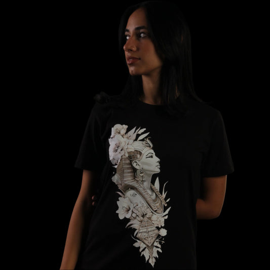 Queen Nefertiti Bloom β Black T-Shirt