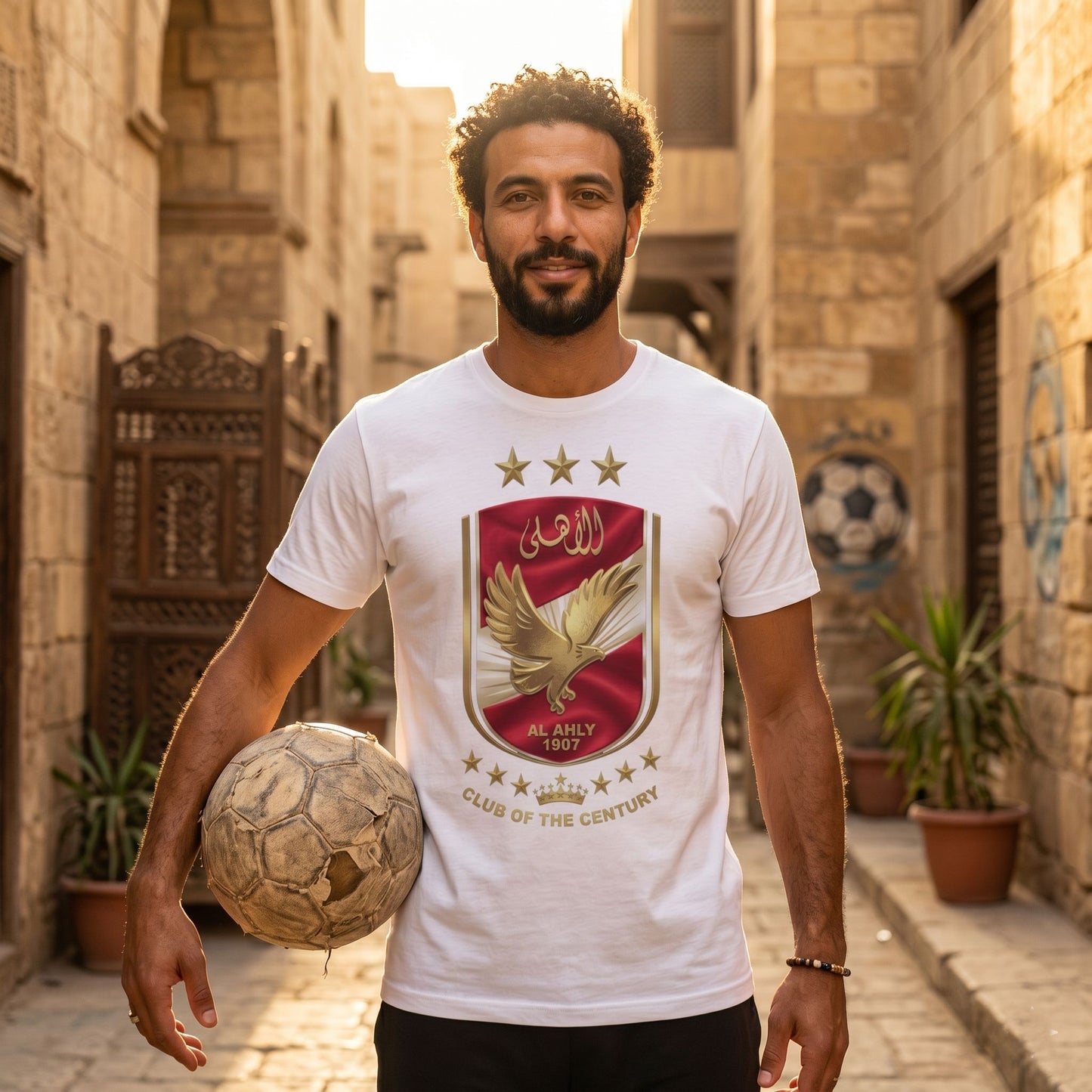 Al Ahly Golden Logo - Premium Cotton T-Shirt