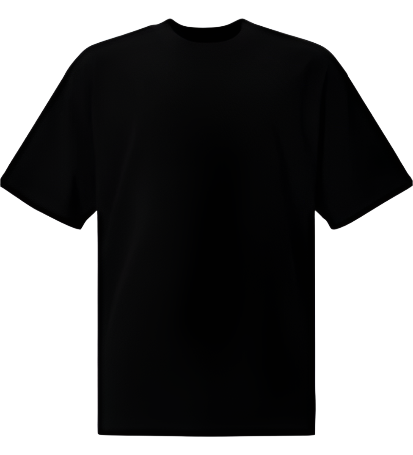 A black oversized cotton t-shirt laid flat on a surface.