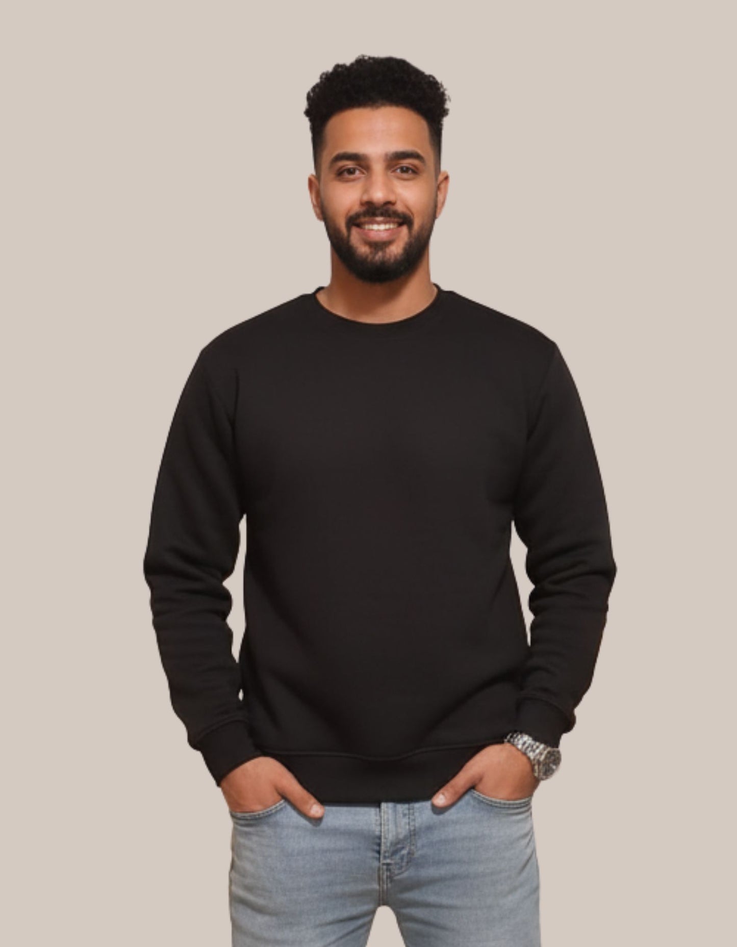 سويت شيرت برقبة دائرية + خيار الطباعة