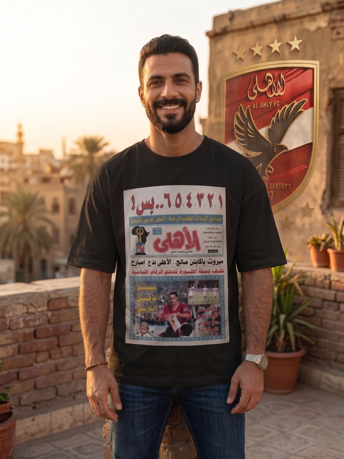 Al AHLY 6-1 Newspaper - Premium Cotton T-Shirt