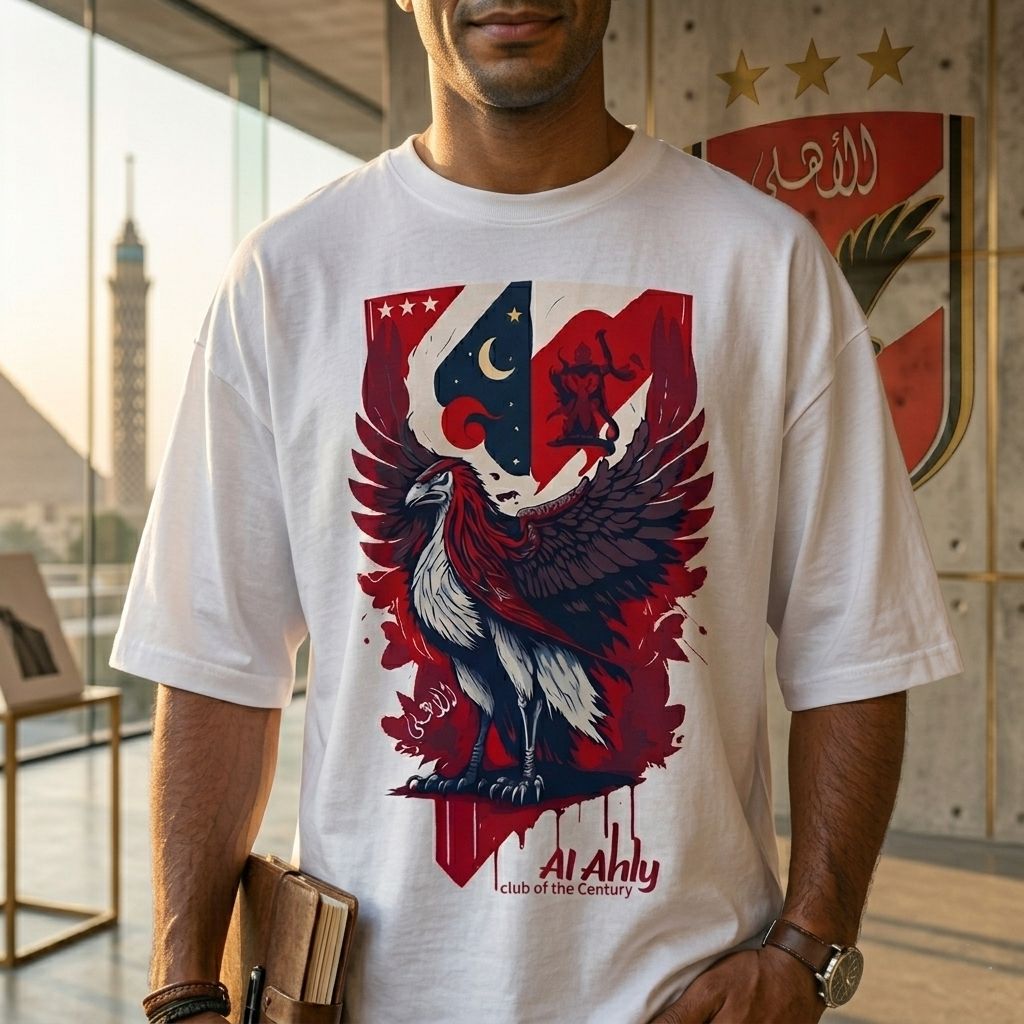 Ahly Eagle Graphic - Premium Cotton T-Shirt