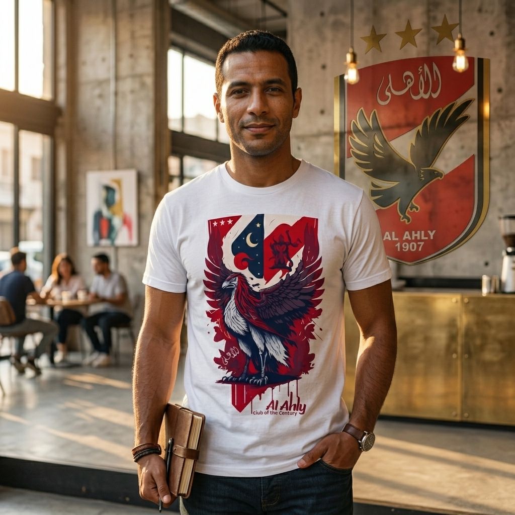 Ahly Eagle Graphic - Premium Cotton T-Shirt